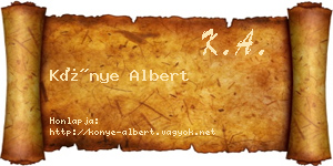 Könye Albert névjegykártya